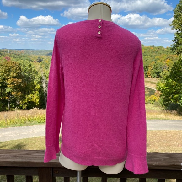 TALBOTS Lightweight Pink Wool Sweater Gold Buttons | Size Medium - Picture 7 of 16